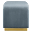 Koda Performance Velvet Waterfall Stool in Brass Cadet Blue