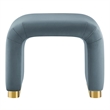 Koda Performance Velvet Waterfall Stool in Brass Cadet Blue