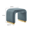 Koda Performance Velvet Waterfall Stool in Brass Cadet Blue