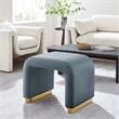 Koda Performance Velvet Waterfall Stool in Brass Cadet Blue
