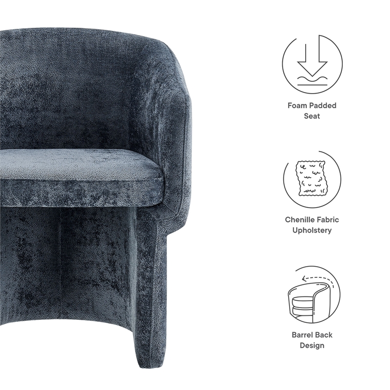 Verity Chenille Dining Armchair in Slate Blue