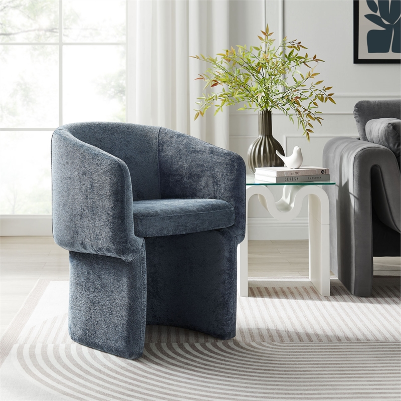 Verity Chenille Dining Armchair in Slate Blue