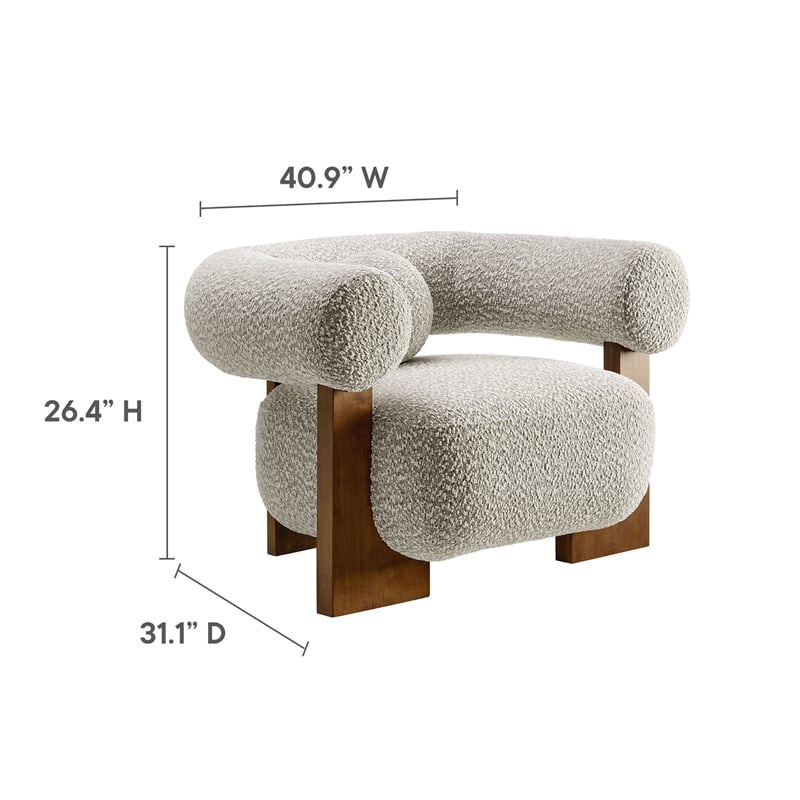 Modway Jace Boucle Fabric Upholstered Accent Chair in River Rock