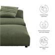 Solace Modular Corduroy Upholstered Armless Chair and Ottoman Set in Fern