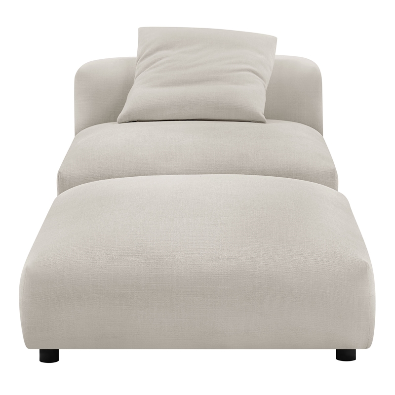 Solace Modular Upholstered Fabric Armless Chair and Ottoman Set in Salt