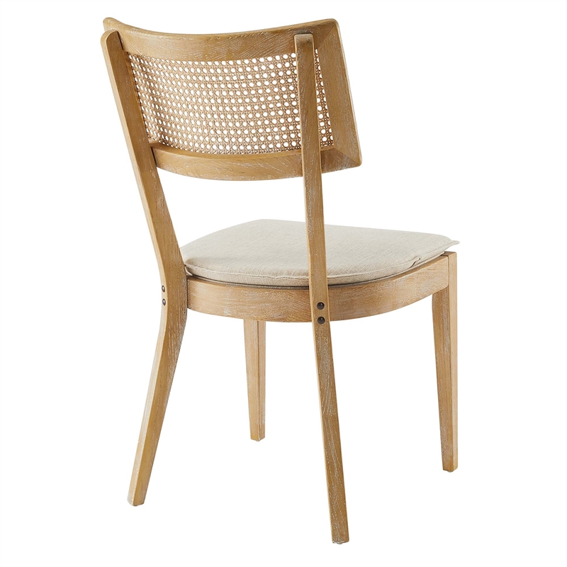 Caledonia Fabric Upholstered Wood Dining ChairSet of 2 in Gray Beige