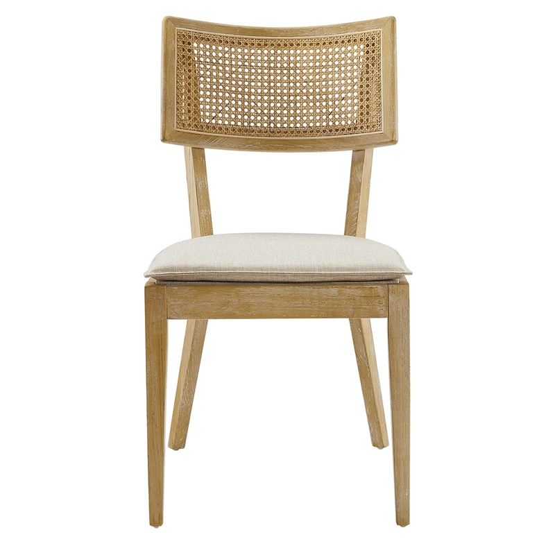 Caledonia Fabric Upholstered Wood Dining ChairSet of 2 in Gray Beige