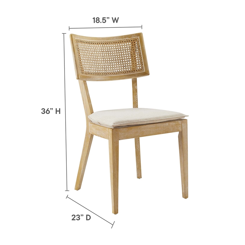 Caledonia Fabric Upholstered Wood Dining ChairSet of 2 in Gray Beige
