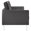 Loft Tufted Vegan Leather Sofa and Ottoman Set in Silver Gray