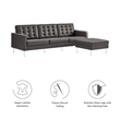Loft Tufted Vegan Leather Sofa and Ottoman Set in Silver Gray