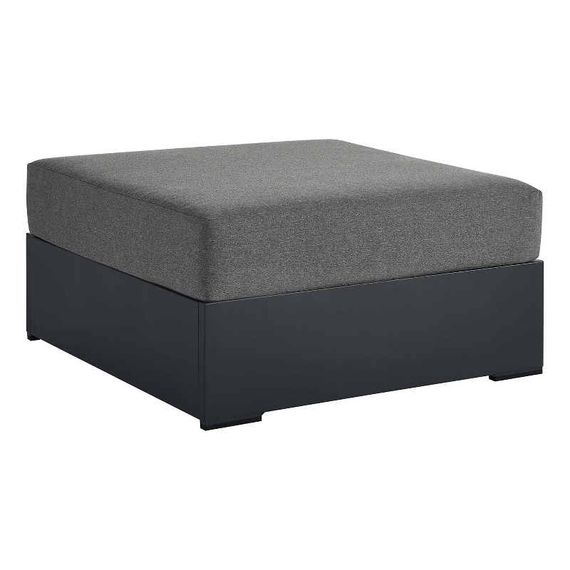 Tahoe Outdoor Patio Powder-Coated Aluminum Ottoman in Gray Charcoal