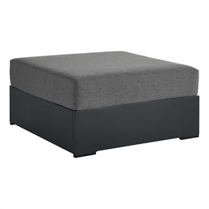 Tahoe Outdoor Patio Powder-Coated Aluminum Ottoman in Gray Charcoal