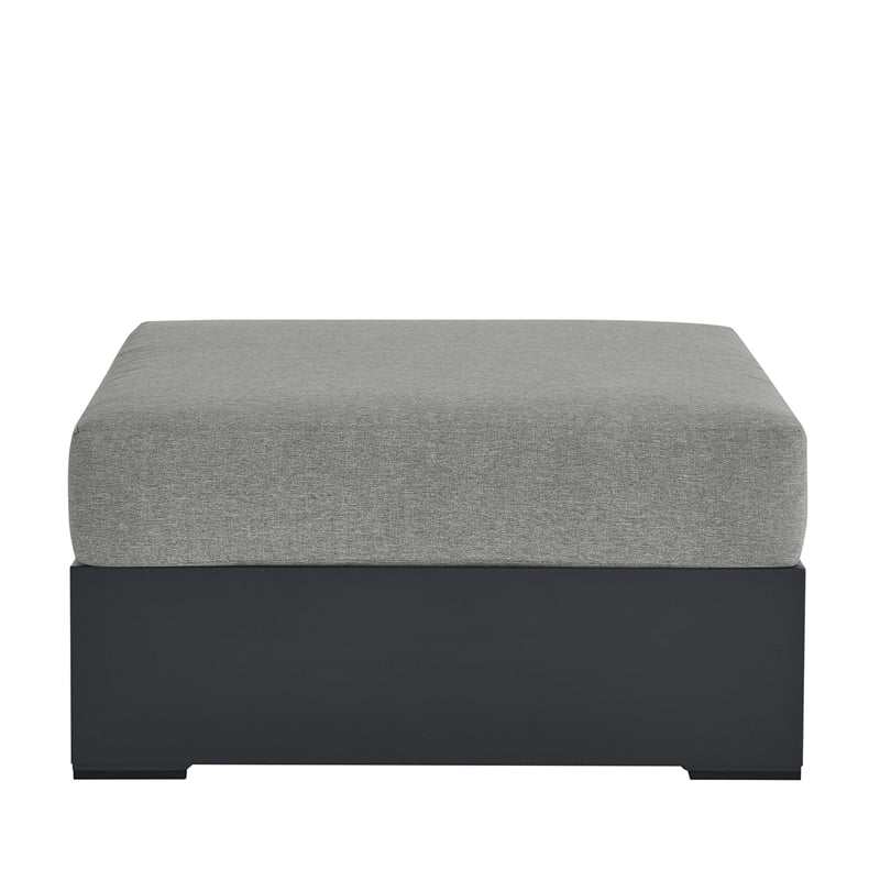 Tahoe Outdoor Patio Powder-Coated Aluminum Ottoman in Gray Gray