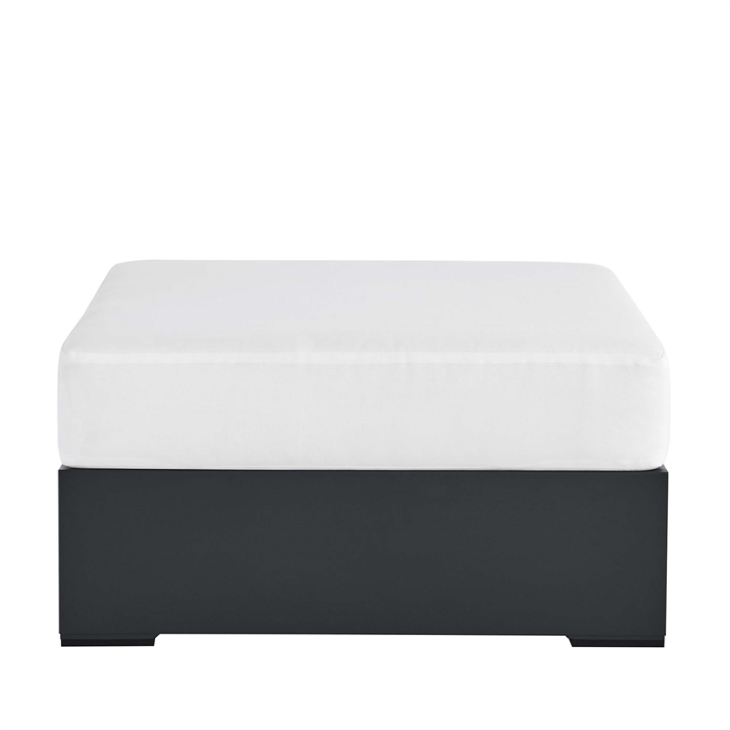 Tahoe Outdoor Patio Powder-Coated Aluminum Ottoman in Gray White