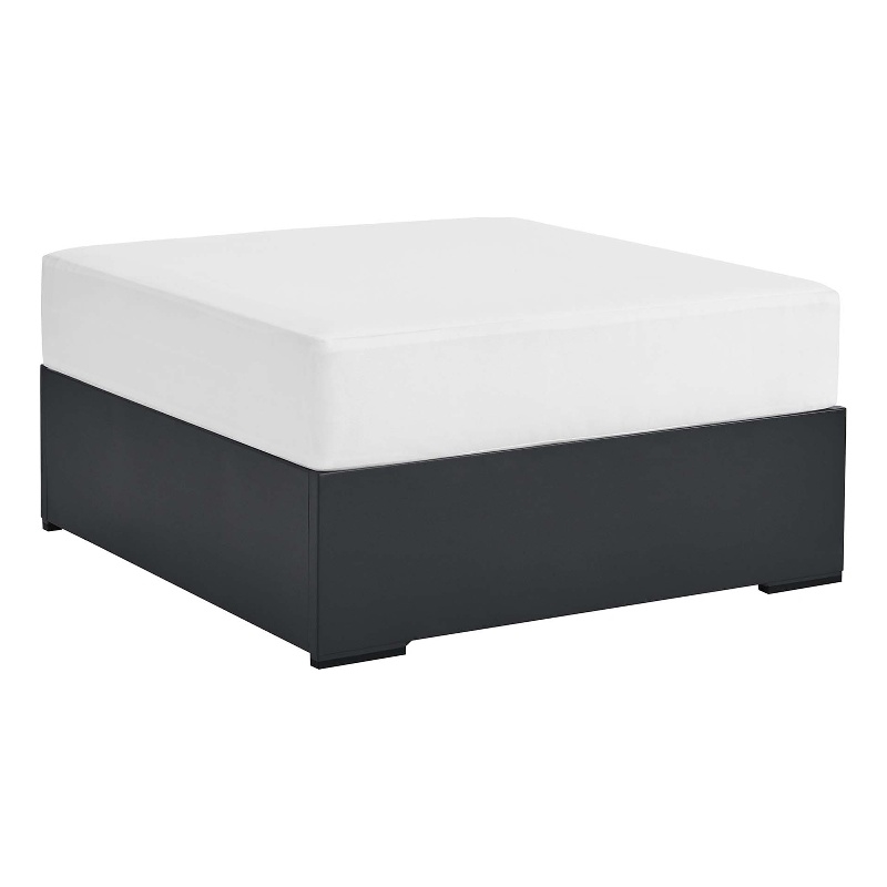 Tahoe Outdoor Patio Powder-Coated Aluminum Ottoman in Gray White