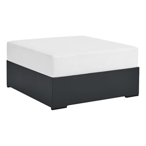 Tahoe Outdoor Patio Powder-Coated Aluminum Ottoman in Gray White