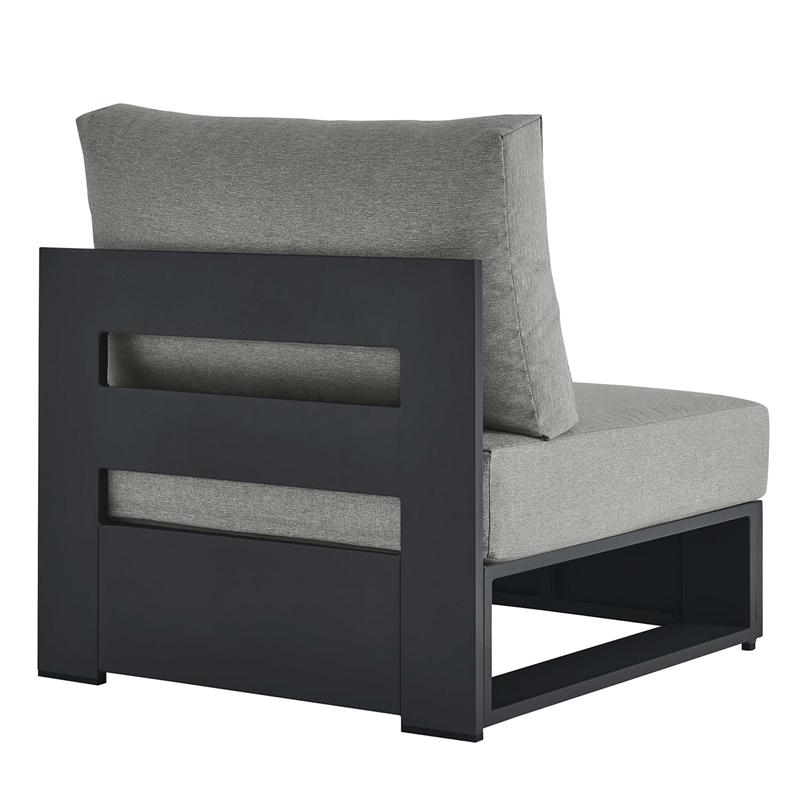Tahoe Outdoor Patio Powder-Coated Aluminum Modular Armless Chair in Gray Gray
