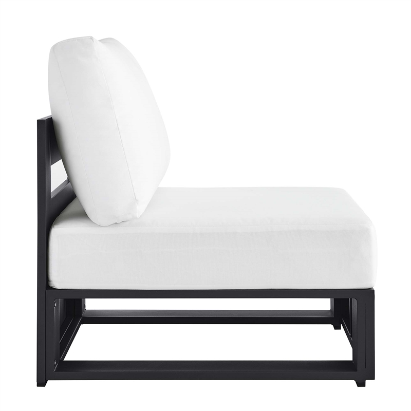 Tahoe Outdoor Patio Powder-Coated Aluminum Modular Armless Chair in Gray White