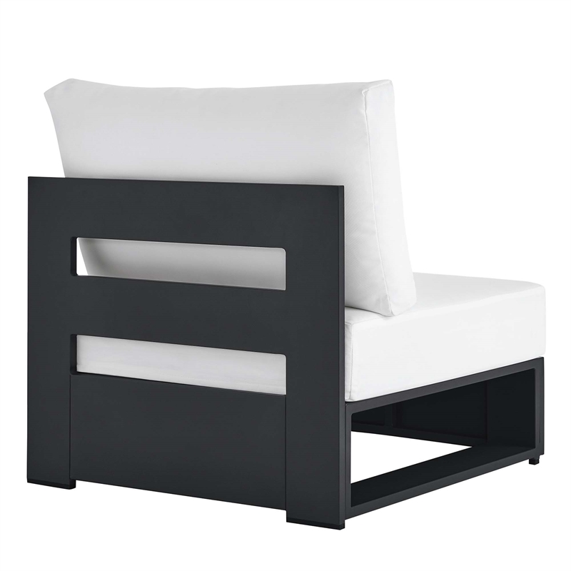 Tahoe Outdoor Patio Powder-Coated Aluminum Modular Armless Chair in Gray White