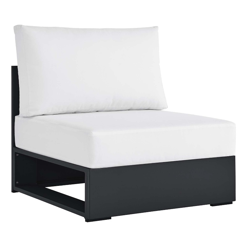 Tahoe Outdoor Patio Powder-Coated Aluminum Modular Armless Chair in Gray White