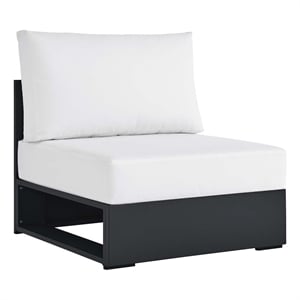 Tahoe Outdoor Patio Powder-Coated Aluminum Modular Armless Chair in Gray White