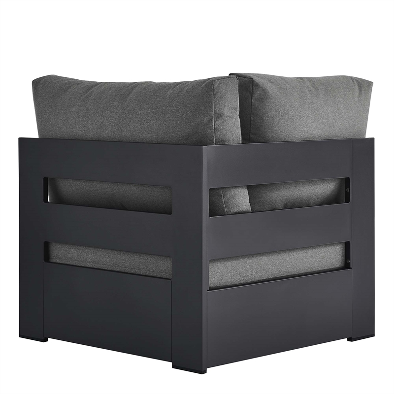 Tahoe Outdoor Patio Powder-Coated Aluminum Modular Corner Chair in Gray Charcoal