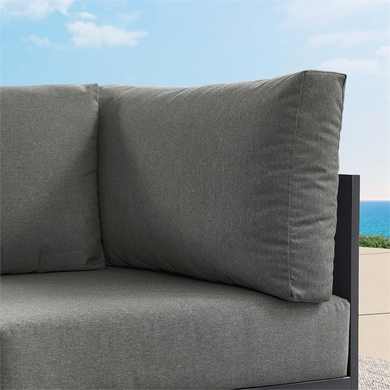 Tahoe Outdoor Patio Powder-Coated Aluminum Modular Corner Chair in Gray Charcoal