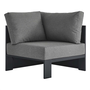 Tahoe Outdoor Patio Powder-Coated Aluminum Modular Corner Chair in Gray Charcoal