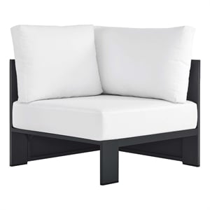 Tahoe Outdoor Patio Powder-Coated Aluminum Modular Corner Chair in Gray White