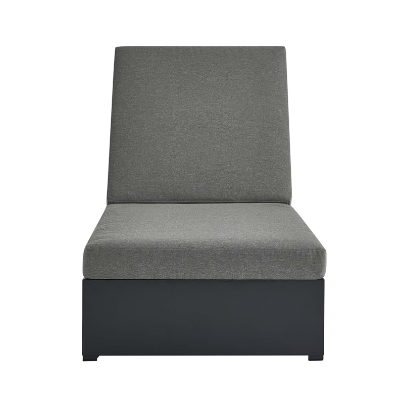 Tahoe Outdoor Patio Powder-Coated Aluminum Chaise Lounge Chair in Gray Charcoal