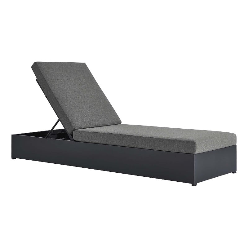 Tahoe Outdoor Patio Powder-Coated Aluminum Chaise Lounge Chair in Gray Charcoal