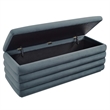 Mezzo Upholstered Performance Velvet Storage Bench in Cadet Blue