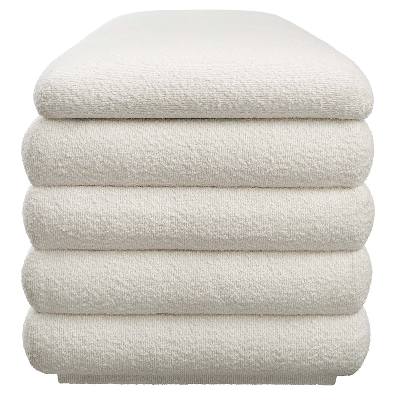 Mezzo Boucle Upholstered Storage Bench in Cloud