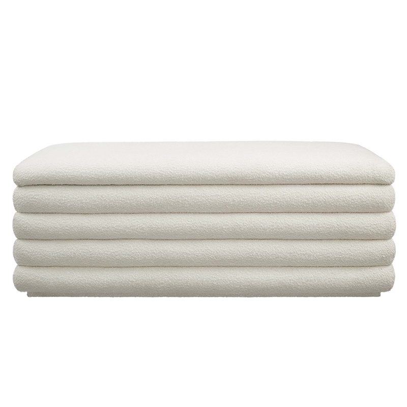 Mezzo Boucle Upholstered Storage Bench in Cloud