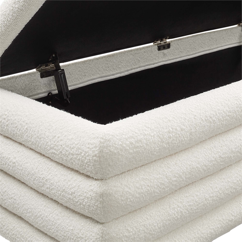 Mezzo Boucle Upholstered Storage Bench in Cloud