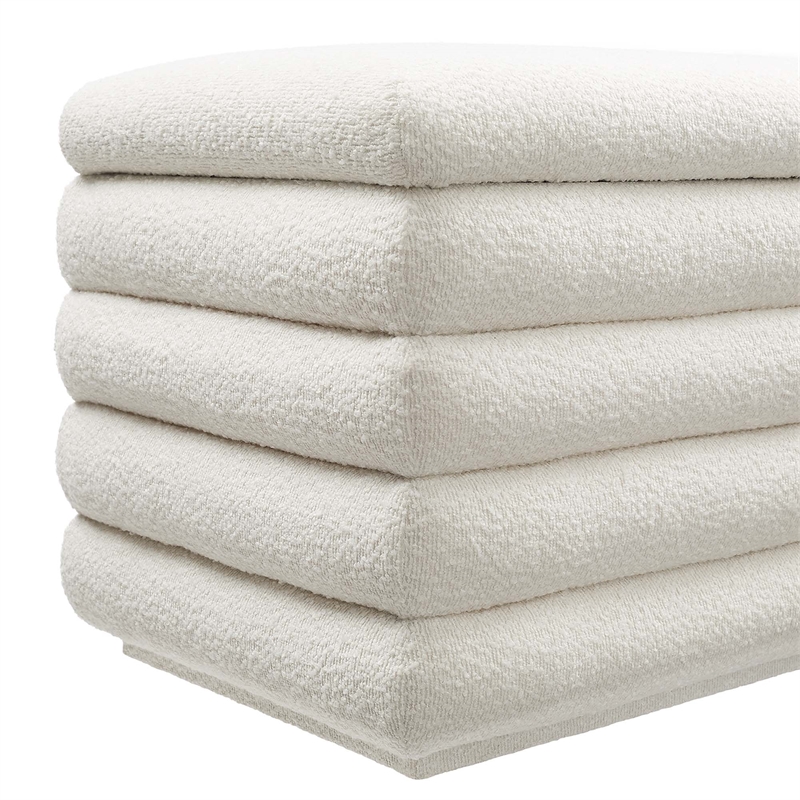 Mezzo Boucle Upholstered Storage Bench in Cloud