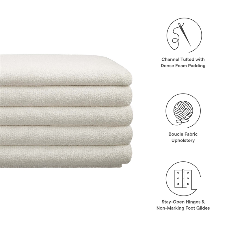 Mezzo Boucle Upholstered Storage Bench in Cloud
