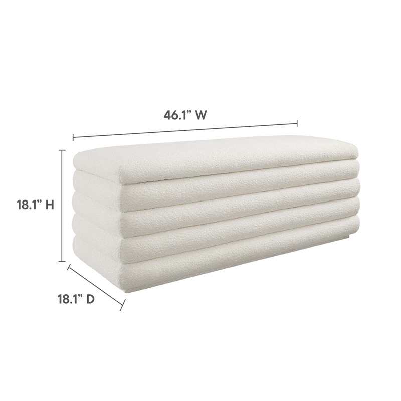 Mezzo Boucle Upholstered Storage Bench in Cloud