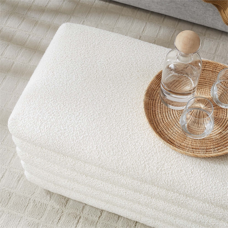 Mezzo Boucle Upholstered Storage Bench in Cloud