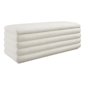 Mezzo Boucle Upholstered Storage Bench in Cloud