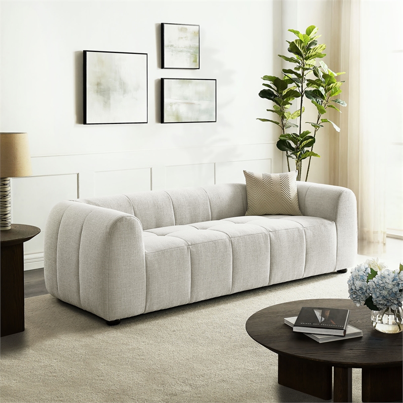 Modway Liana Upholstered Fabric Upholstered Sofa in Linen