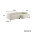 Liana Right-Facing Upholstered Fabric Modular Sofa with Chaise in Linen