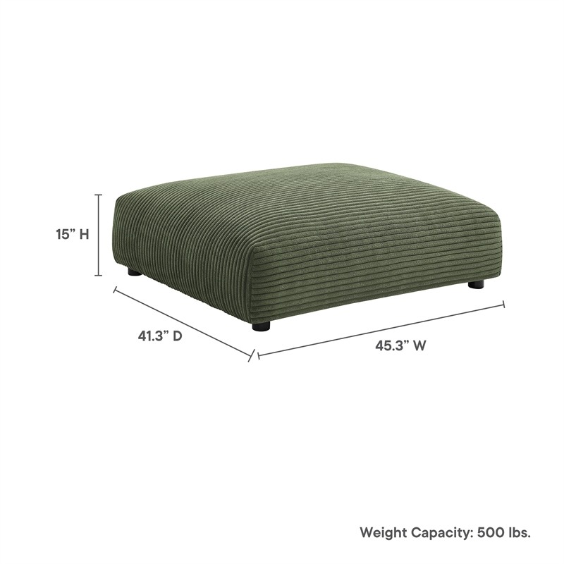 Solace Modular Corduroy Upholstered Ottoman in Fern