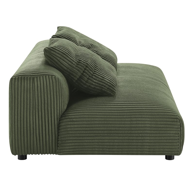 Solace Modular Corduroy Upholstered Armless Loveseat in Fern