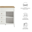 Farmstead3-Piece Kitchen Island and Stool Set in Oak White