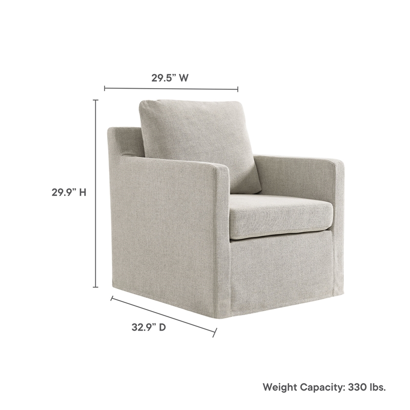 Serene Fabric Slipcovered Swivel Armchair in Linen