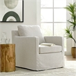 Serene Fabric Slipcovered Swivel Armchair in Linen