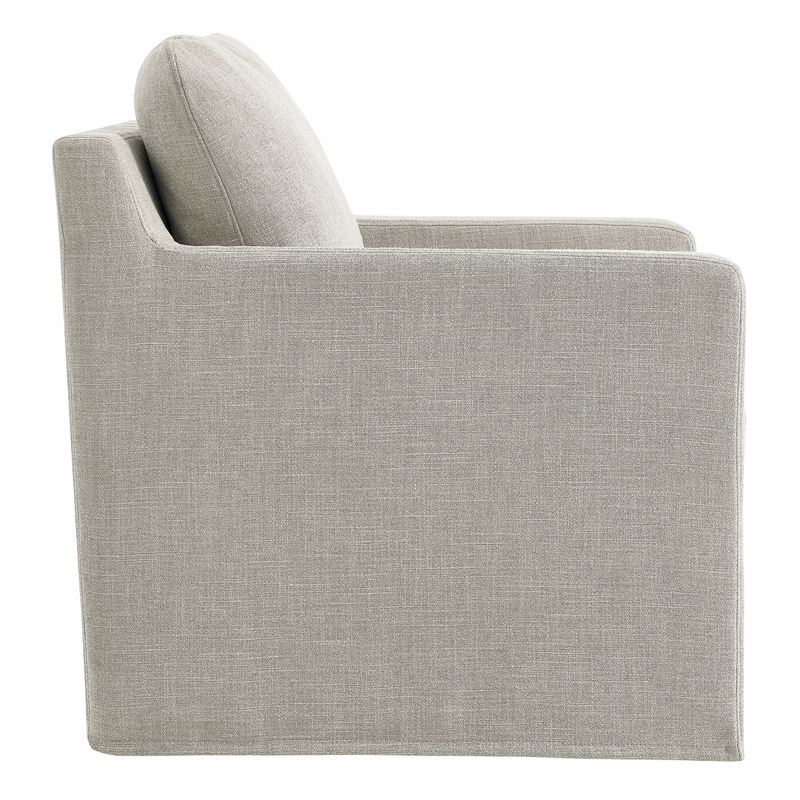 Serene Fabric Slipcovered Swivel Armchair in Linen