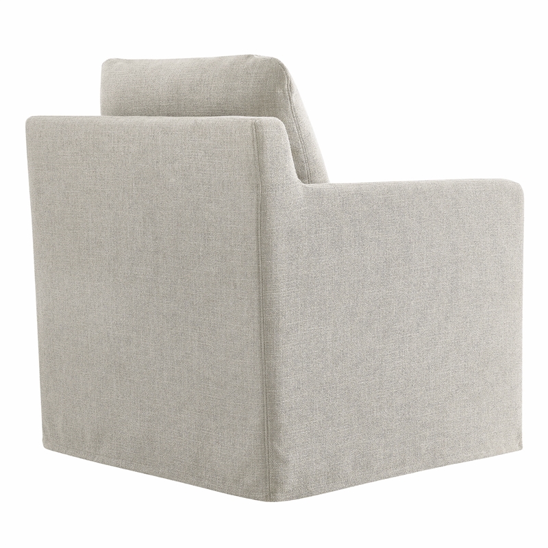 Serene Fabric Slipcovered Swivel Armchair in Linen