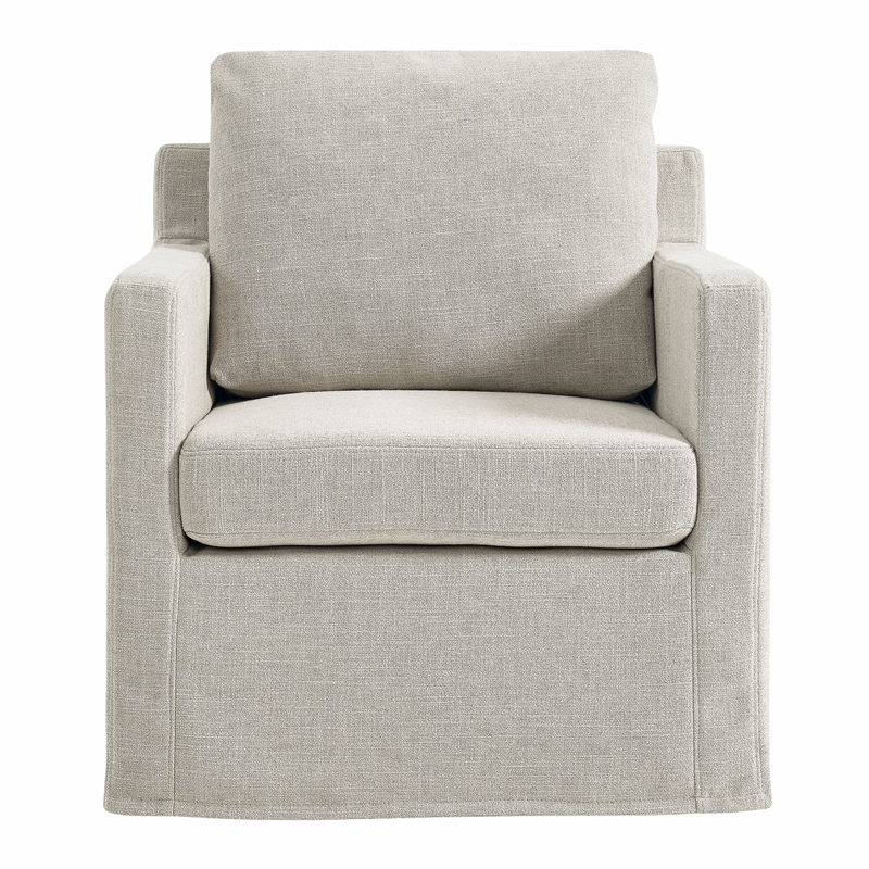 Serene Fabric Slipcovered Swivel Armchair in Linen